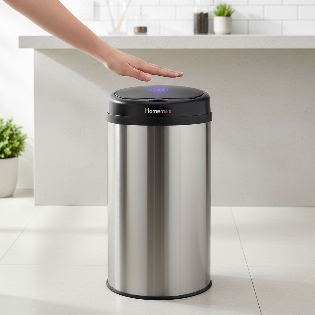 HomeMax 30L Silver Sensor Bin Round– Homemax