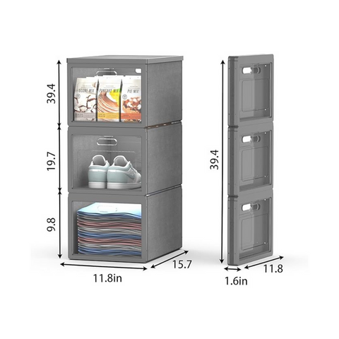 Homemax Plastic Shoe Rack – 4-Tier Storage Cabinet with Translucent Doors
