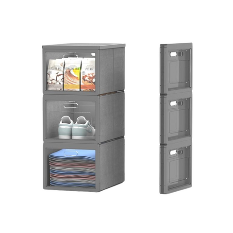 Homemax Plastic Shoe Rack – 4-Tier Storage Cabinet with Translucent Doors