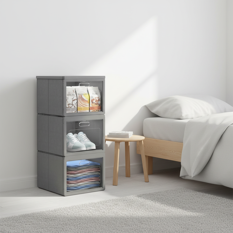 Homemax Plastic Shoe Rack – 4-Tier Storage Cabinet with Translucent Doors