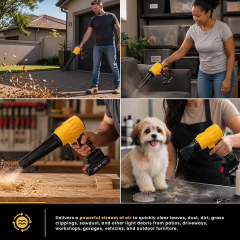 Milex Handheld Cordless Air Blaster 21V – Rechargeable Portable Leaf Blower